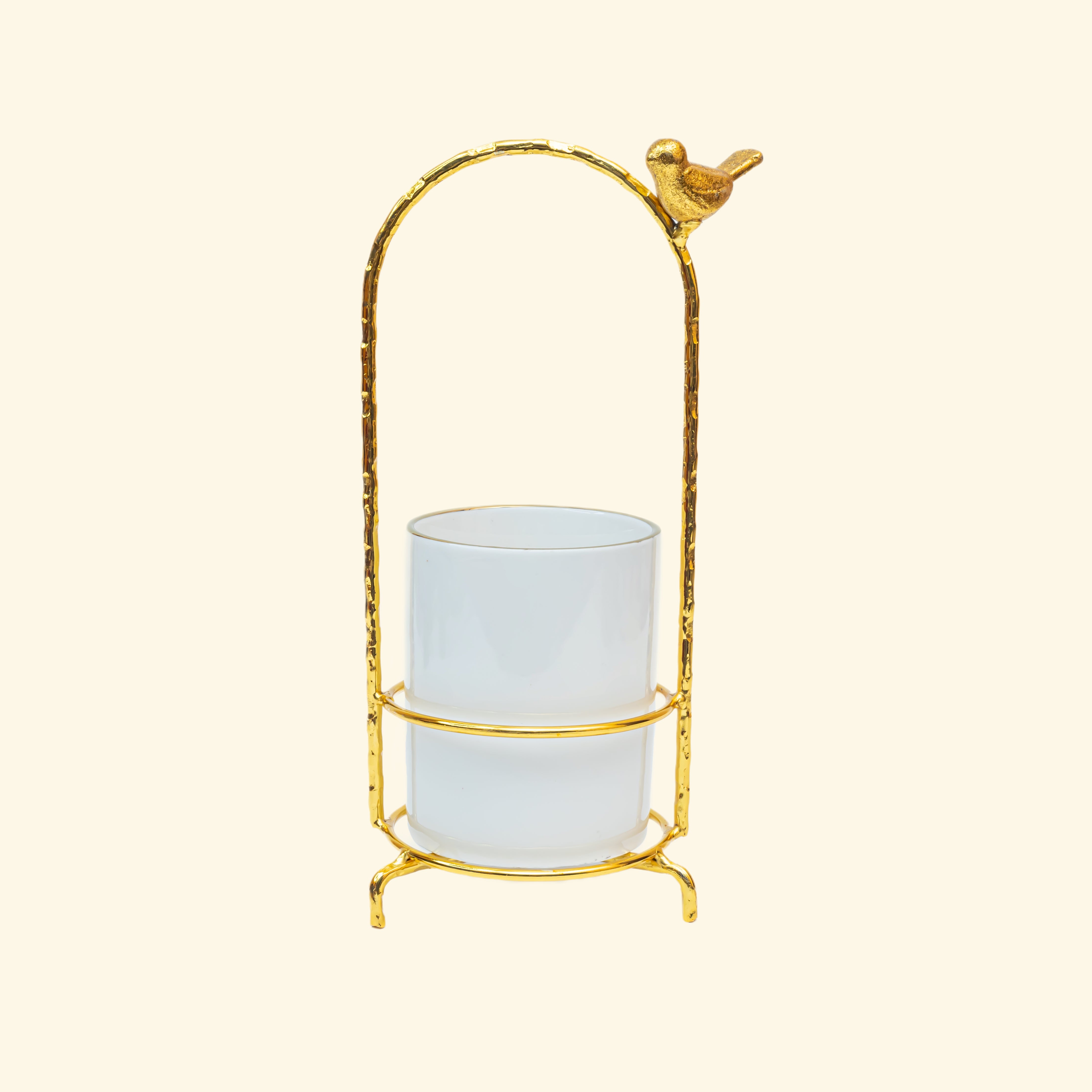 Ceramic Cutlery with Metal Golden Stand