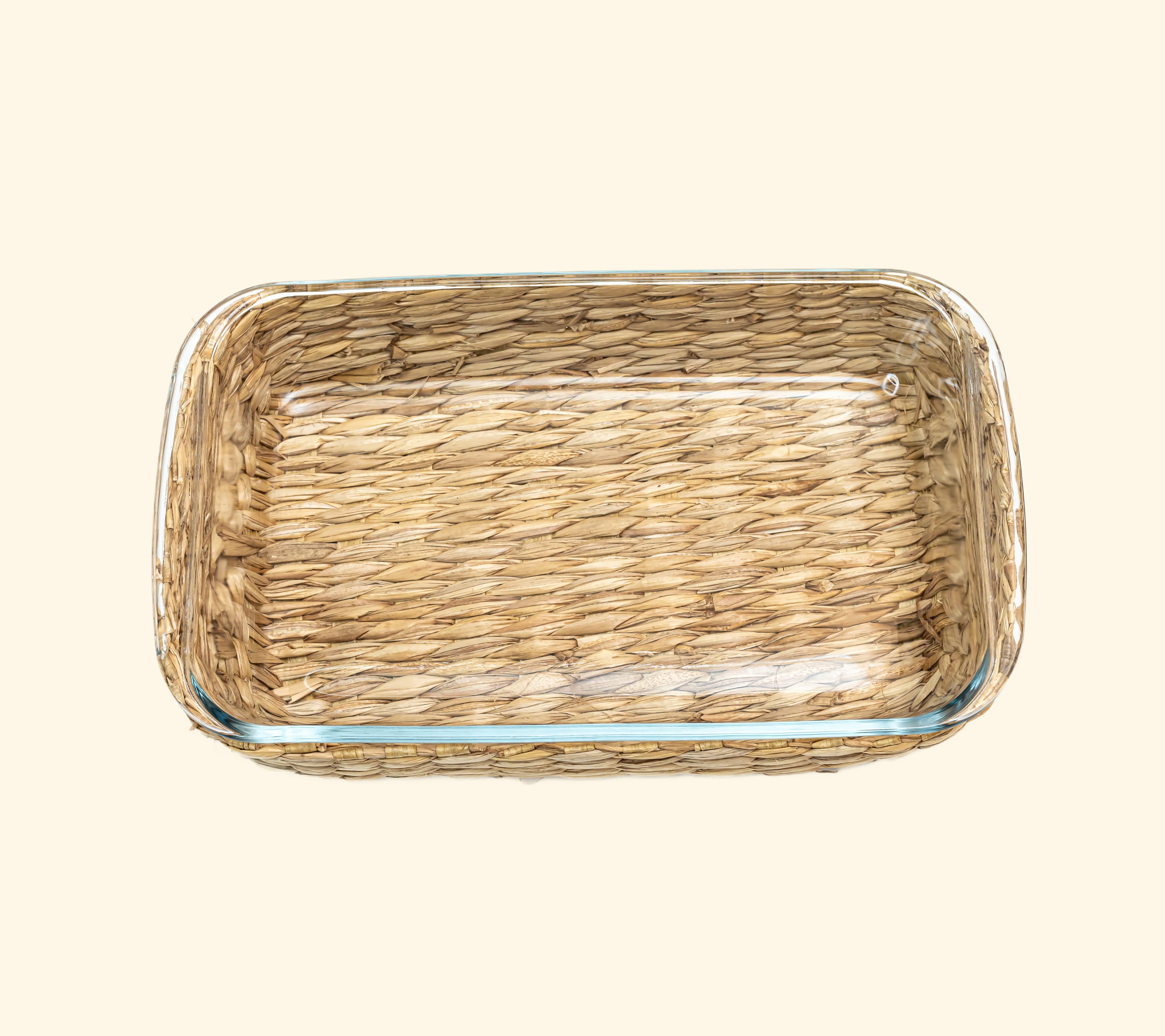 Glass Baking dish with cane cover