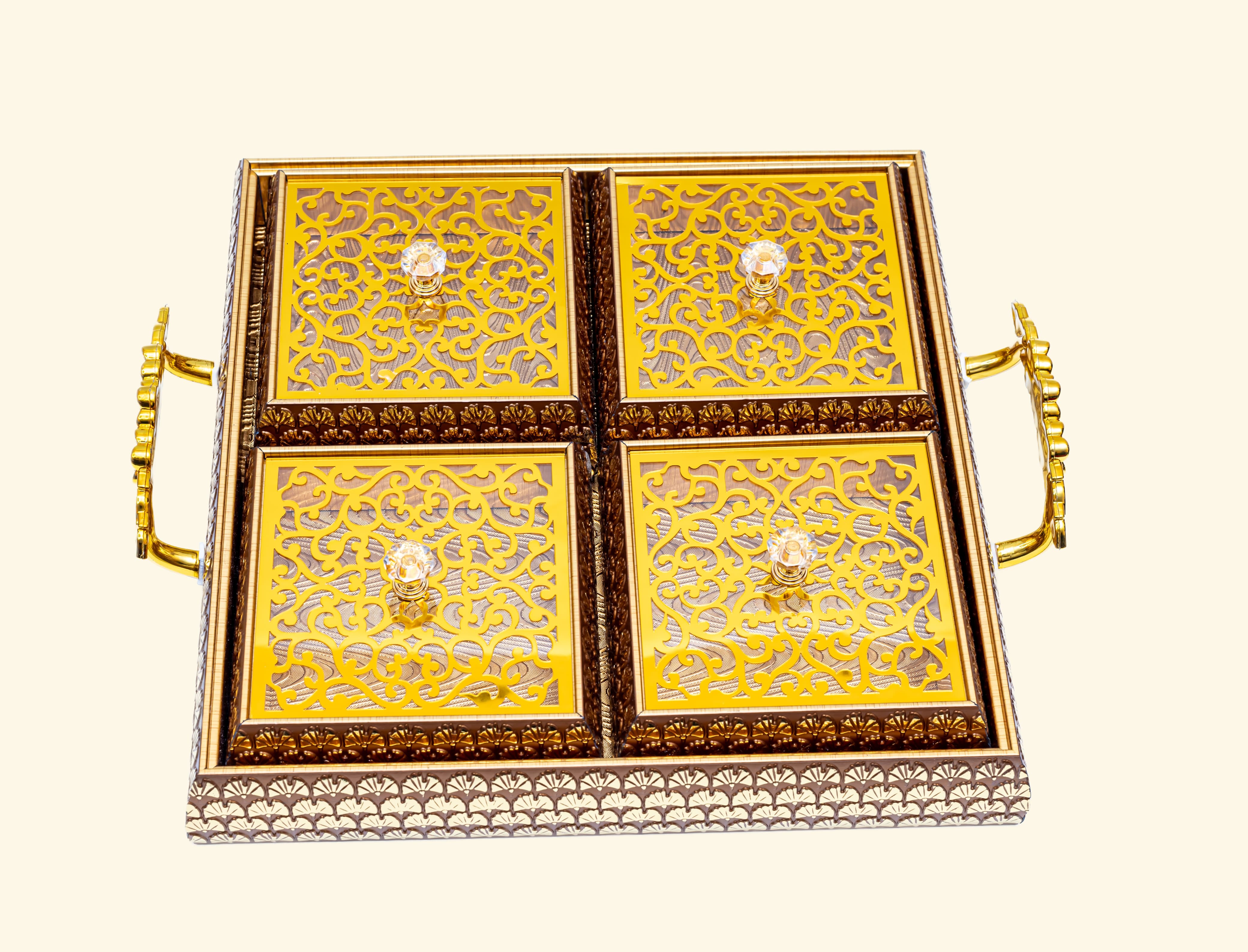Golden Metal Dry fruit tray