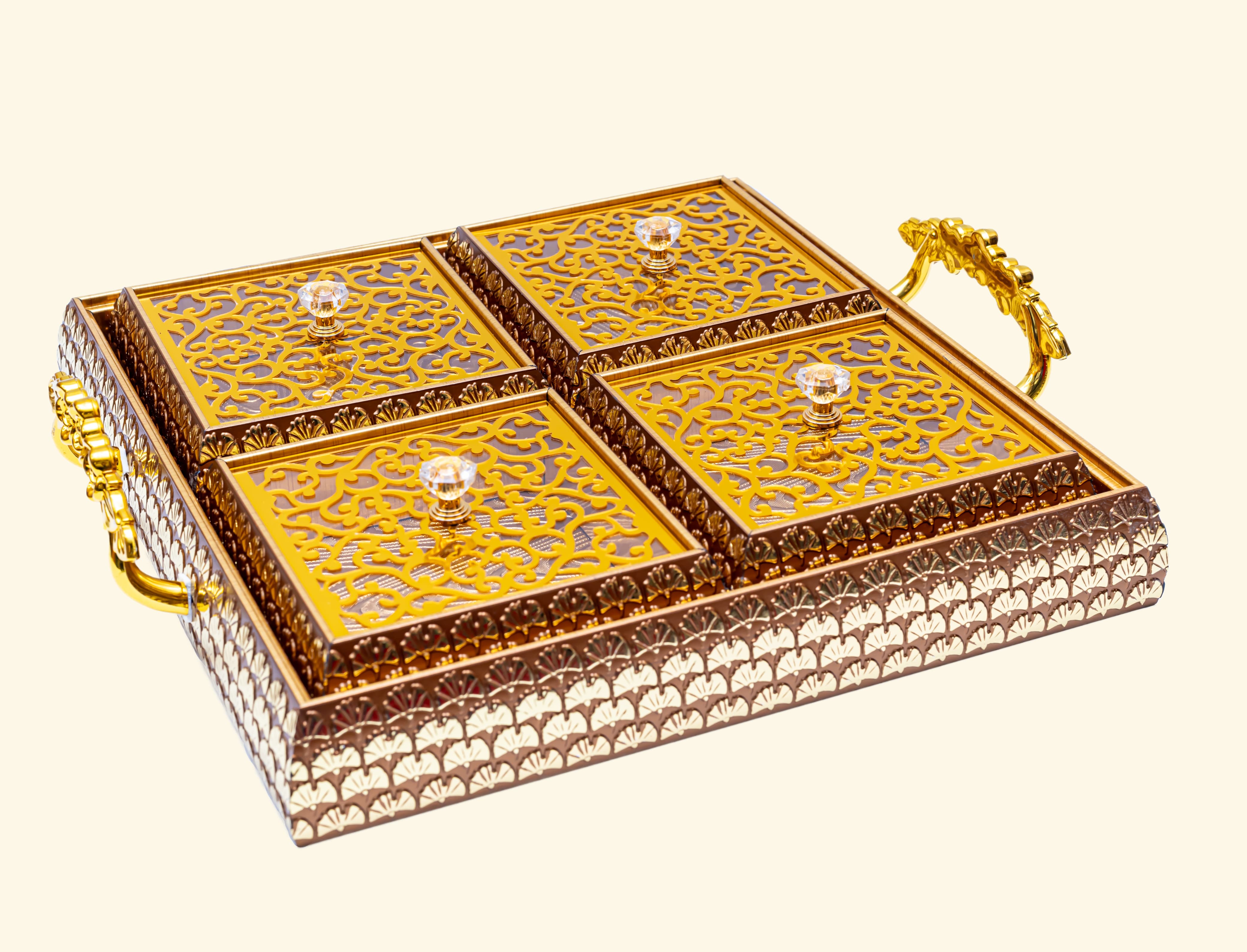 Golden Metal Dry fruit tray