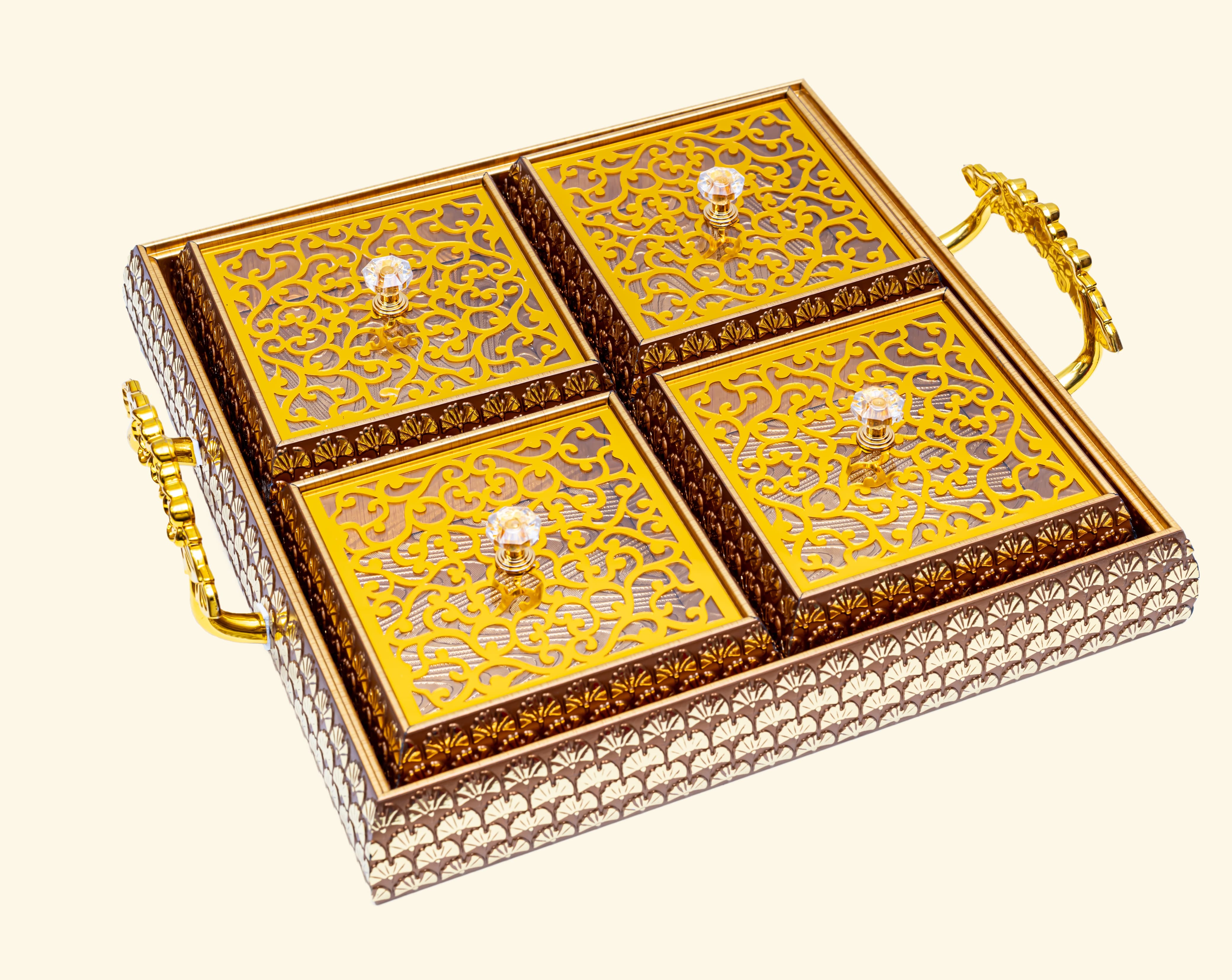 Golden Metal Dry fruit tray