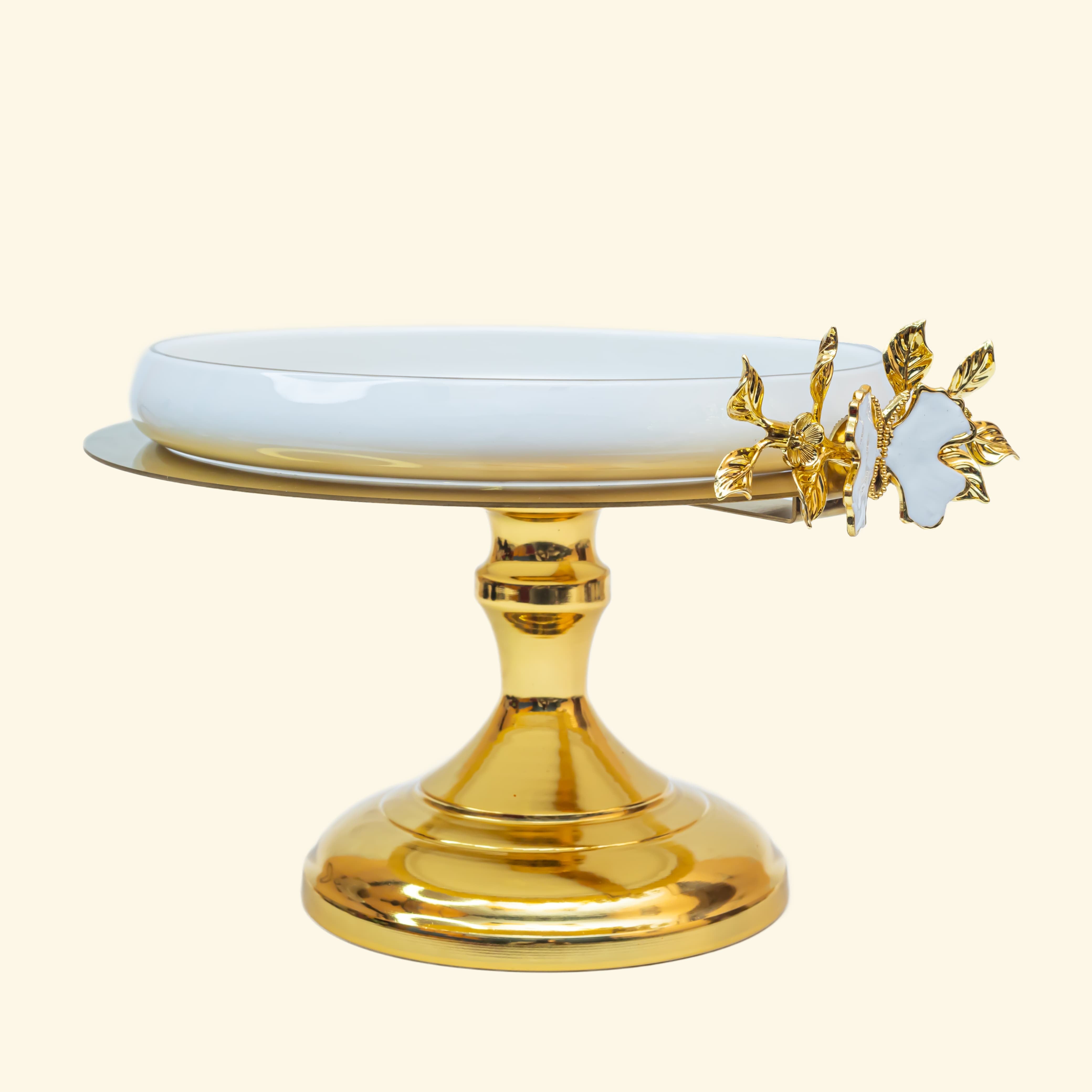 Ceramic Platter with Metal Golden Stand