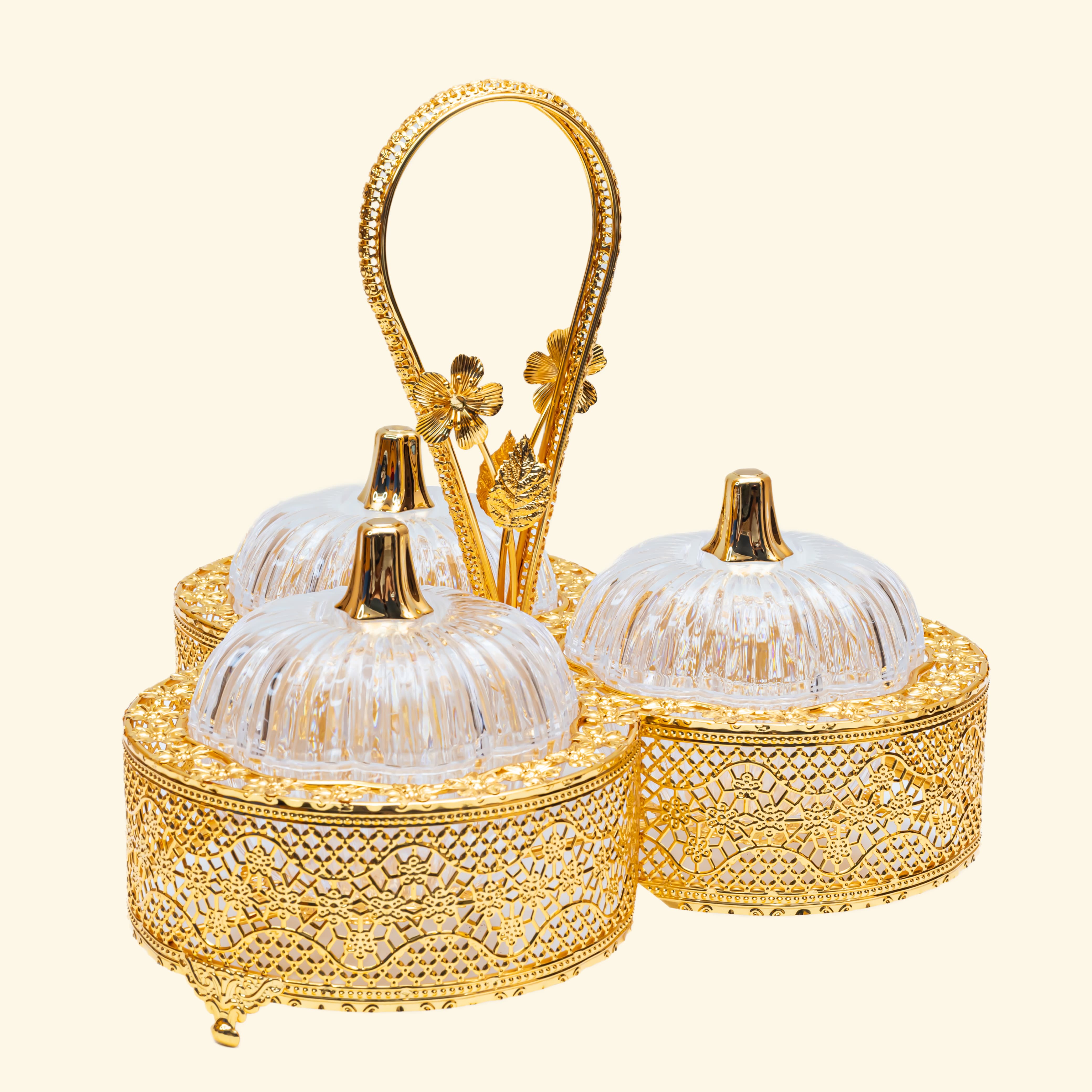 Golden Metal Dry fruit tray
