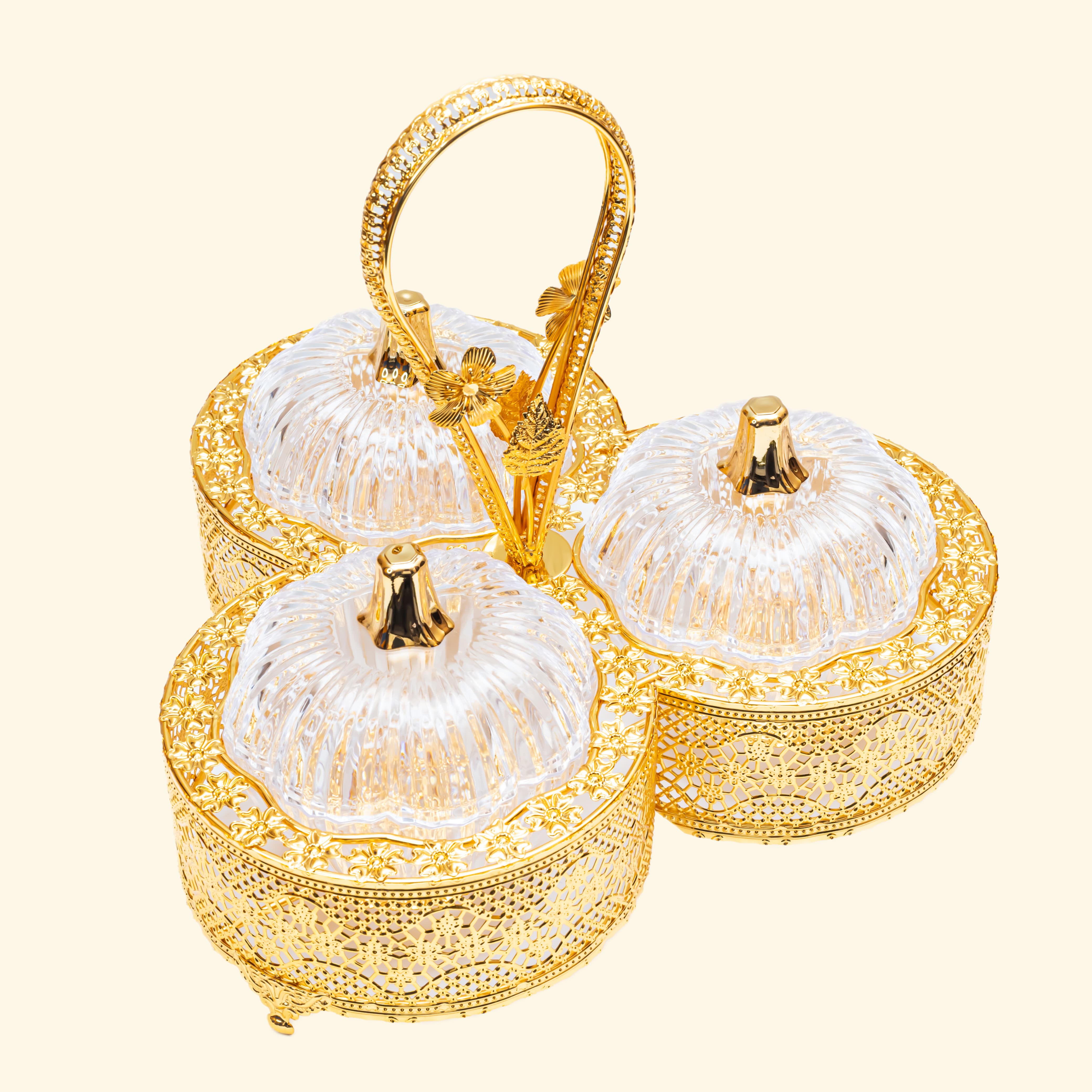 Golden Metal Dry fruit tray