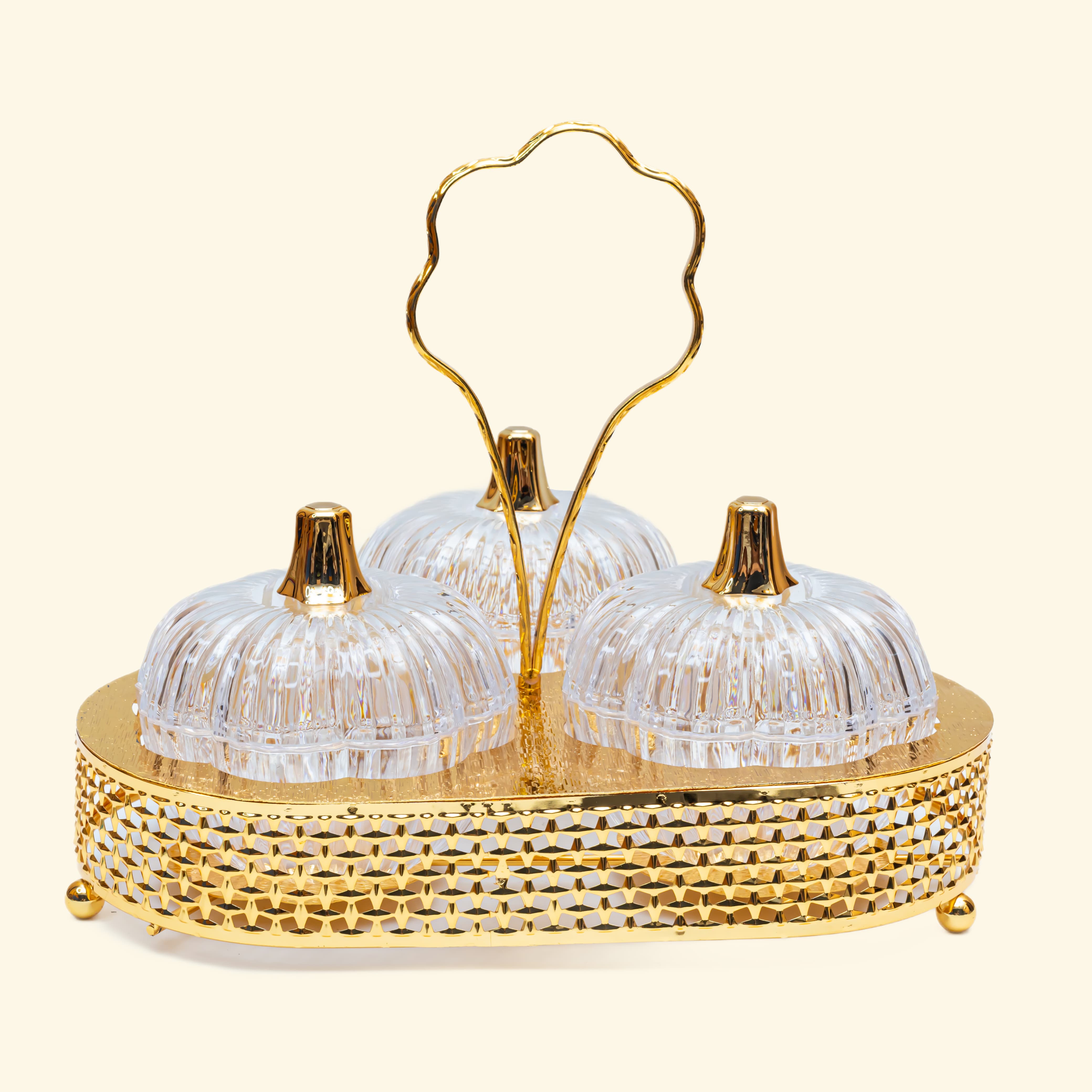 Golden Metal Dry fruit tray