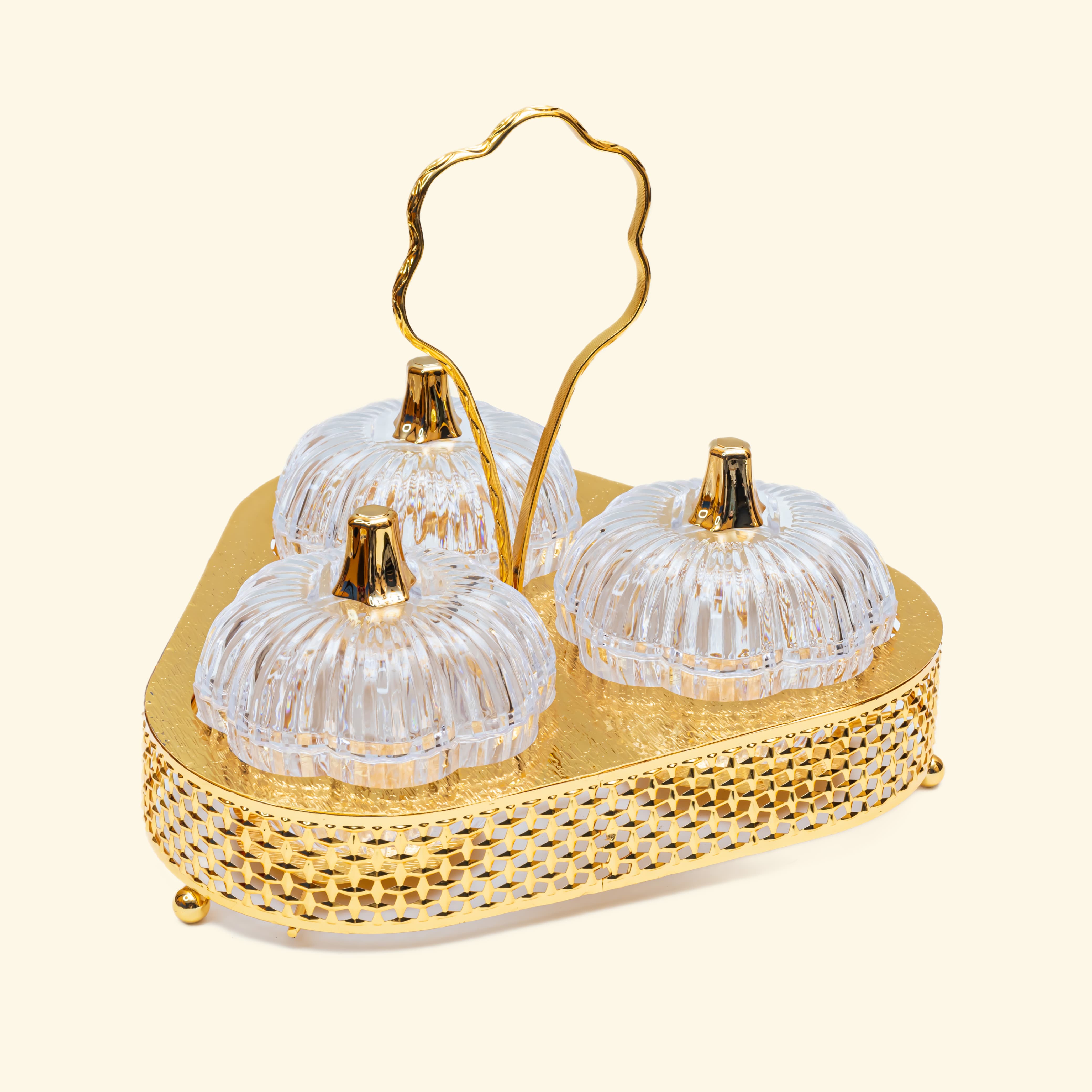 Golden Metal Dry fruit tray