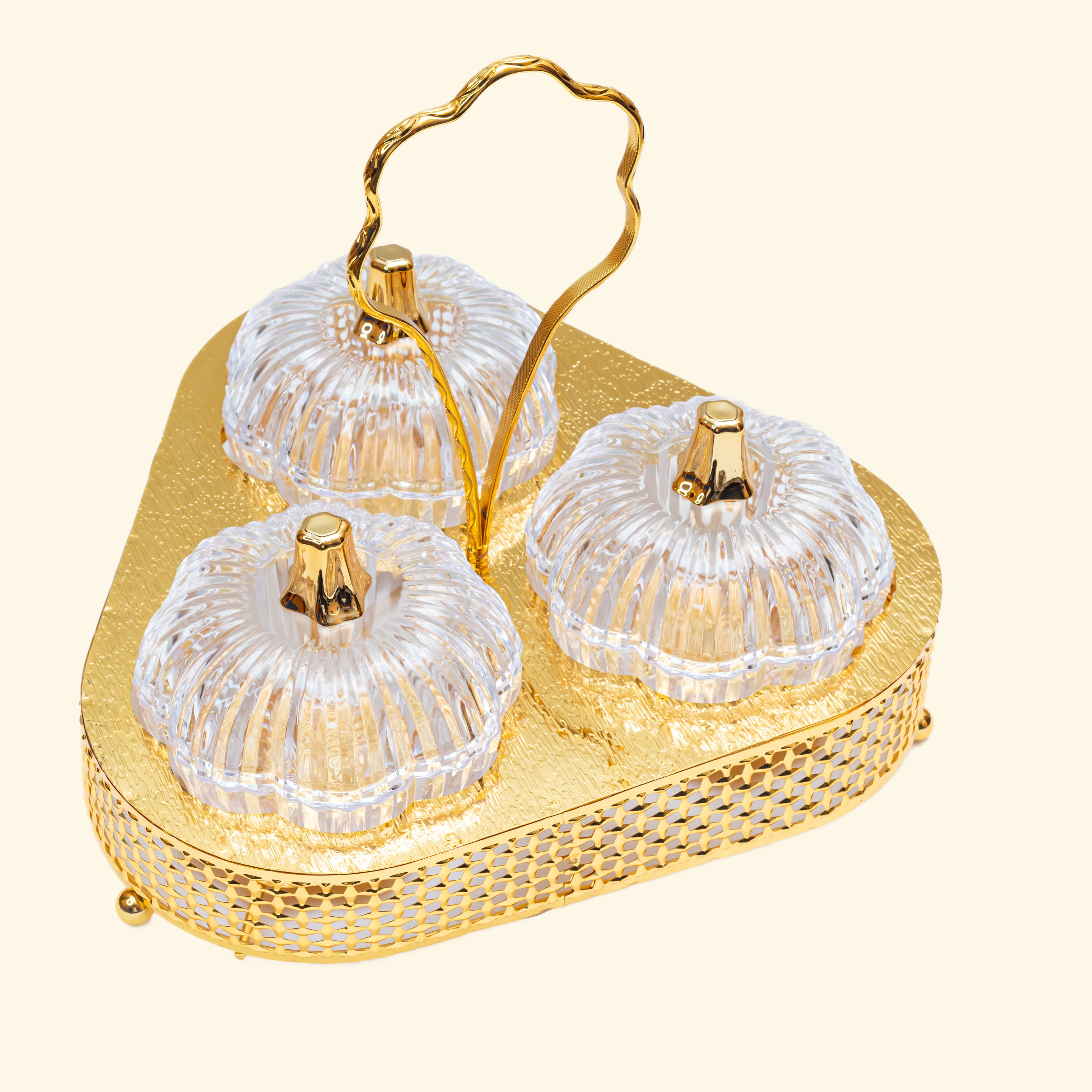 Golden Metal Dry fruit tray