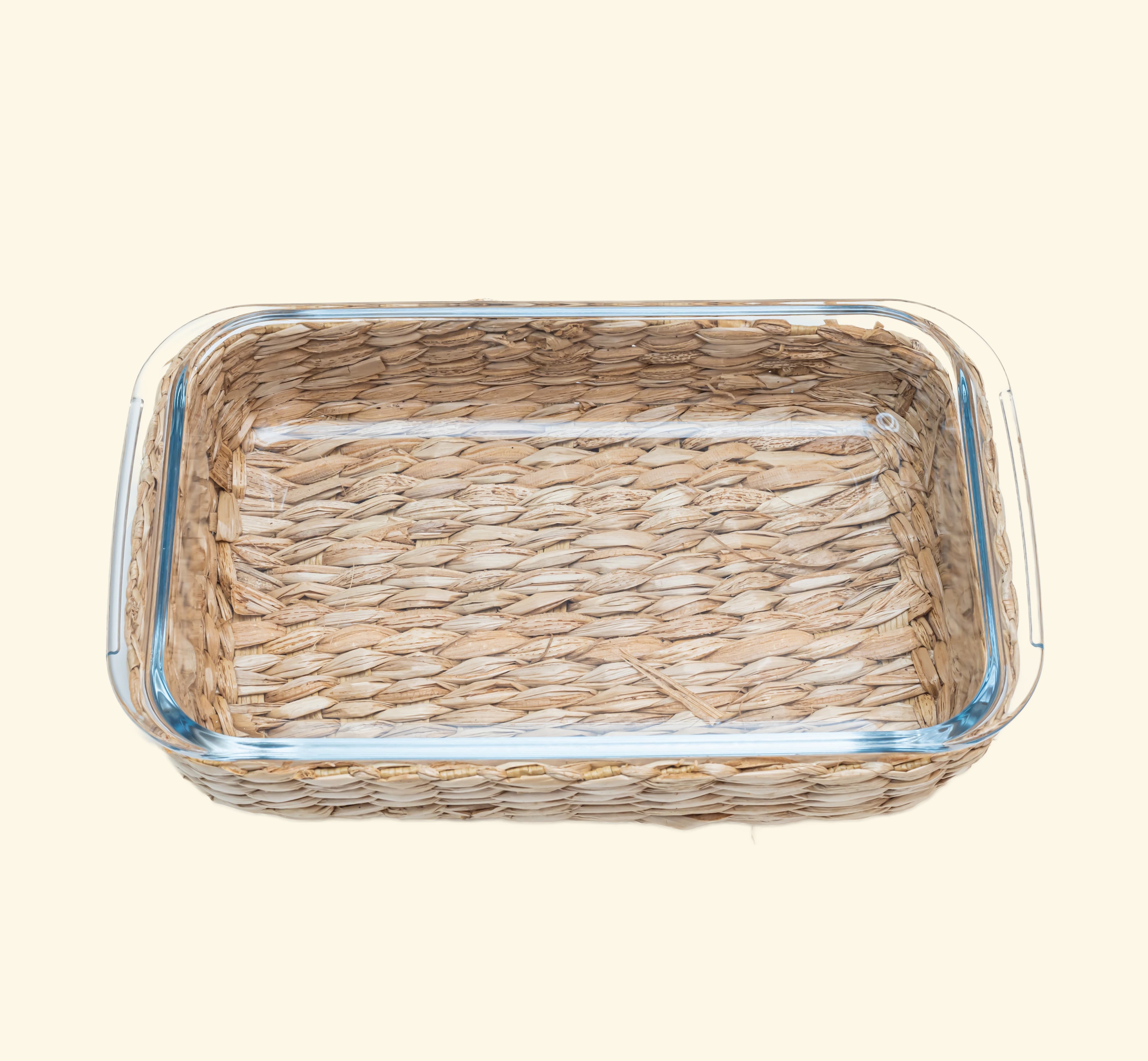 Glass Baking dish with cane cover