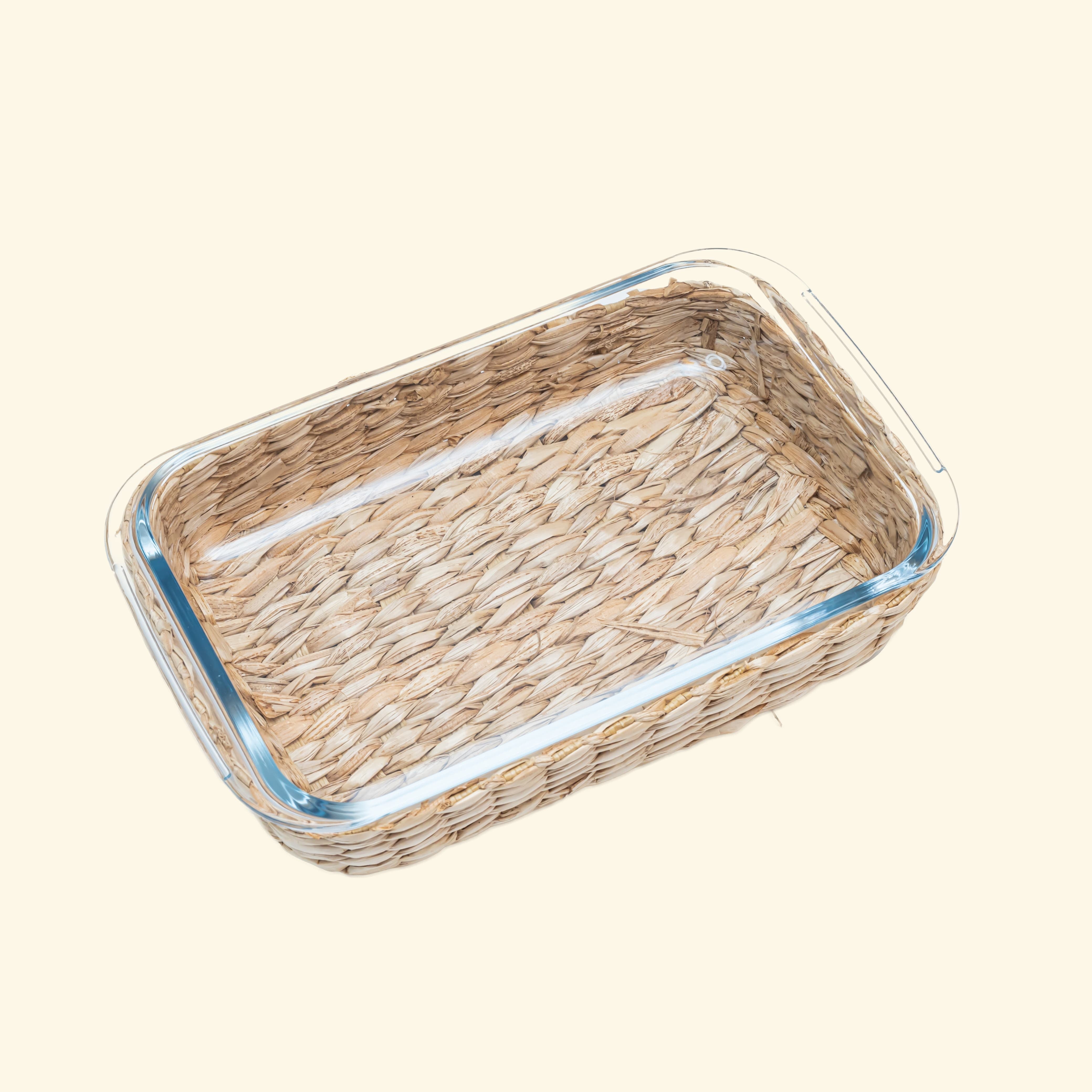 Glass Baking dish with cane cover