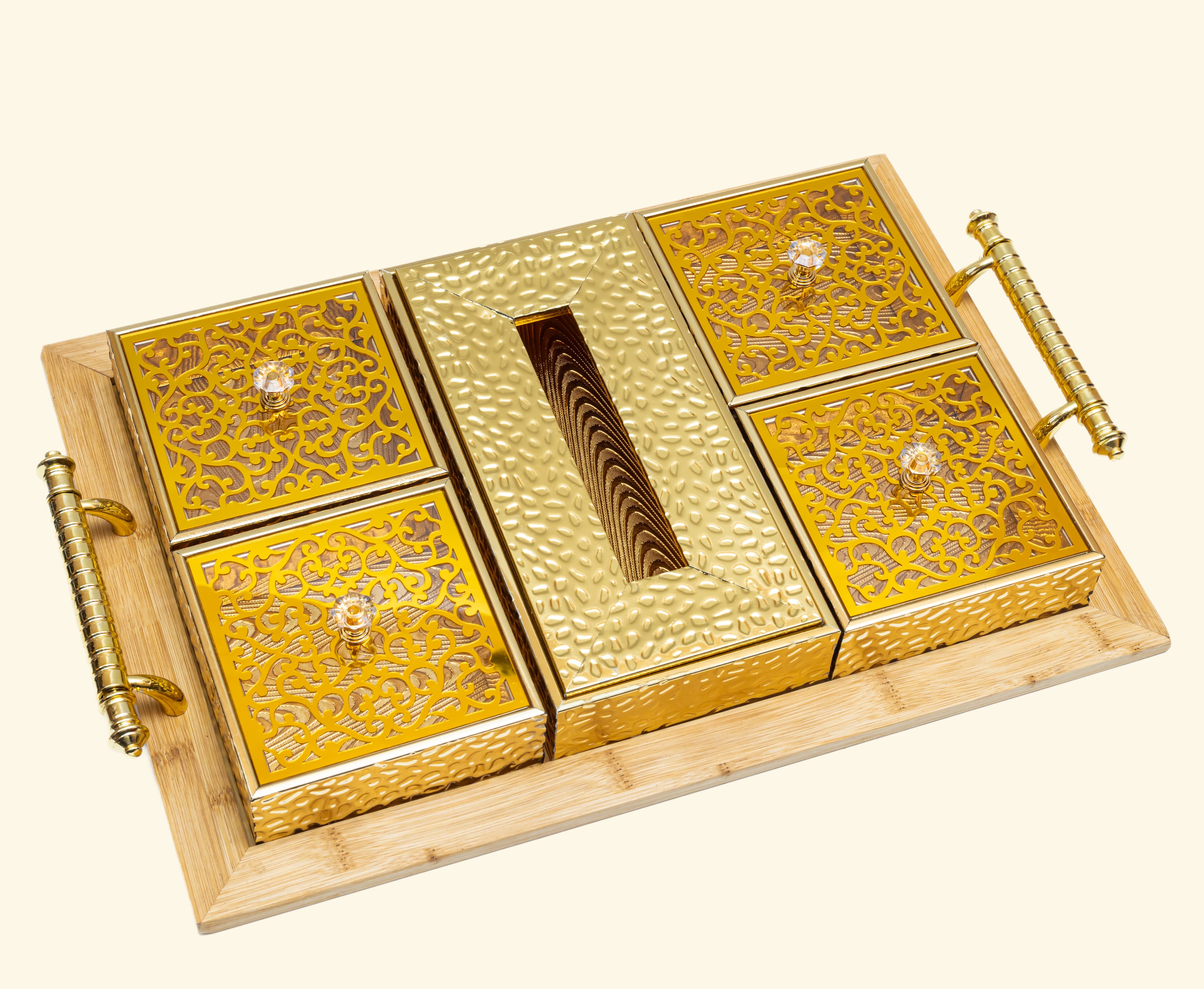 Golden Metal Dry fruit tray
