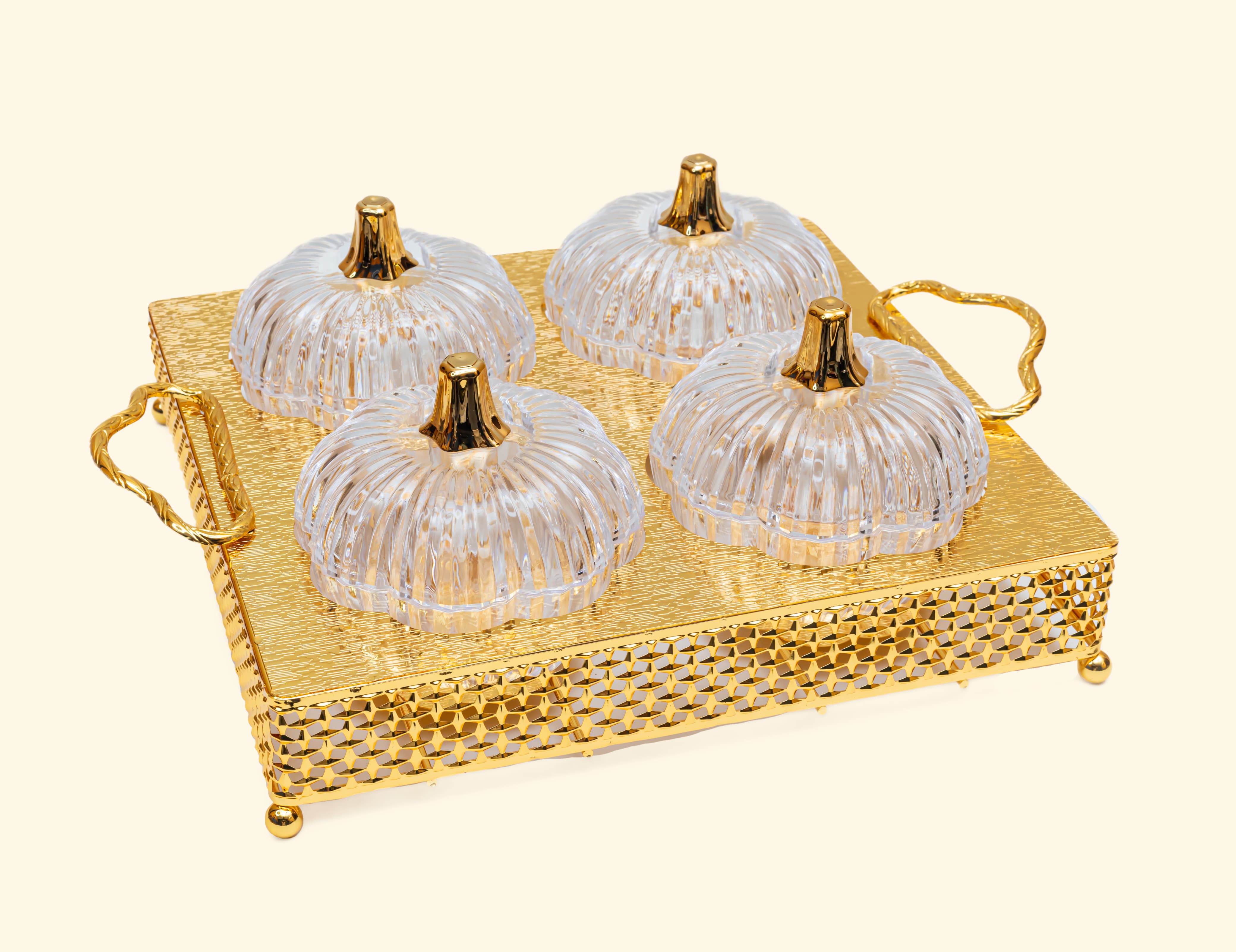 Golden Metal Dry fruit tray
