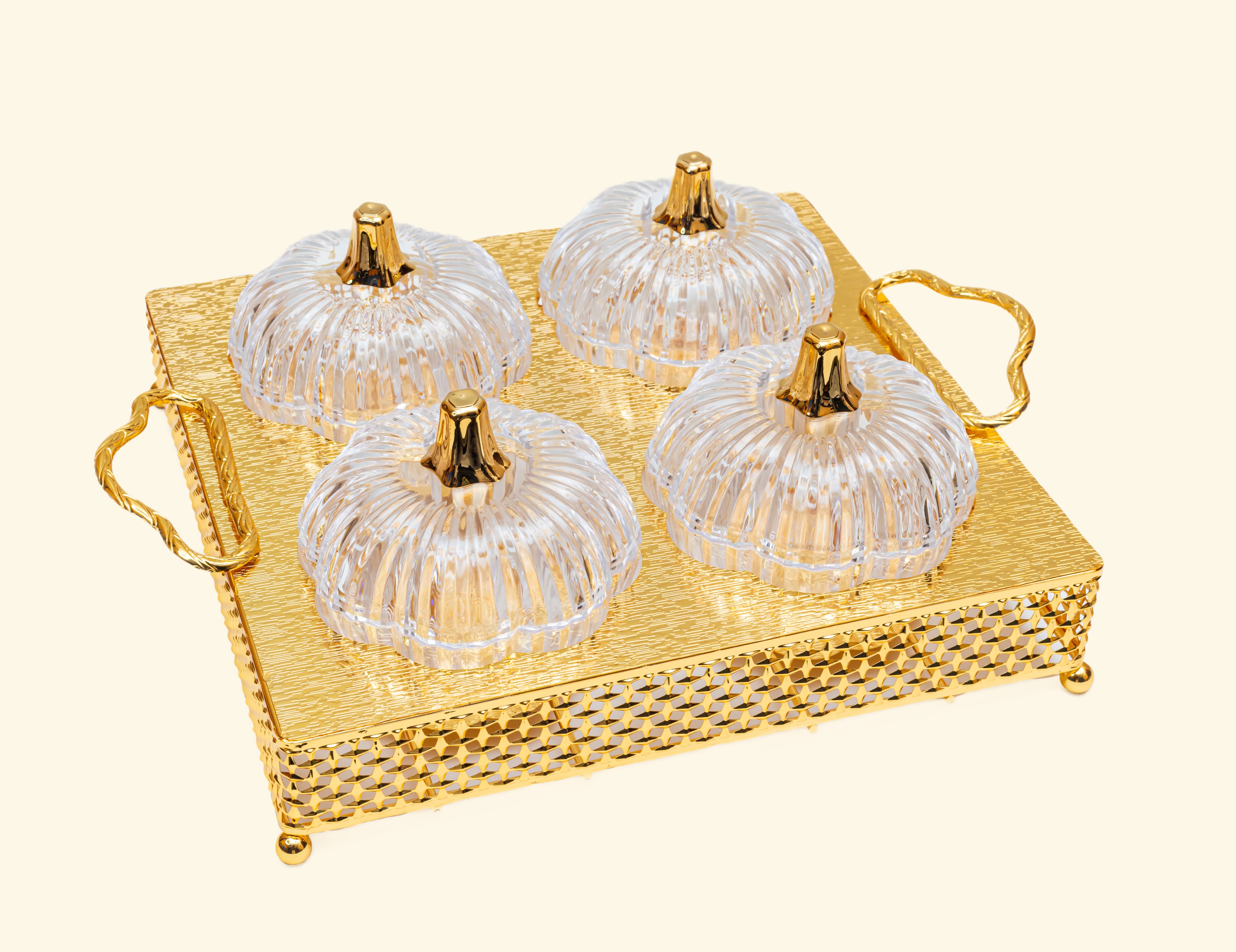 Golden Metal Dry fruit tray