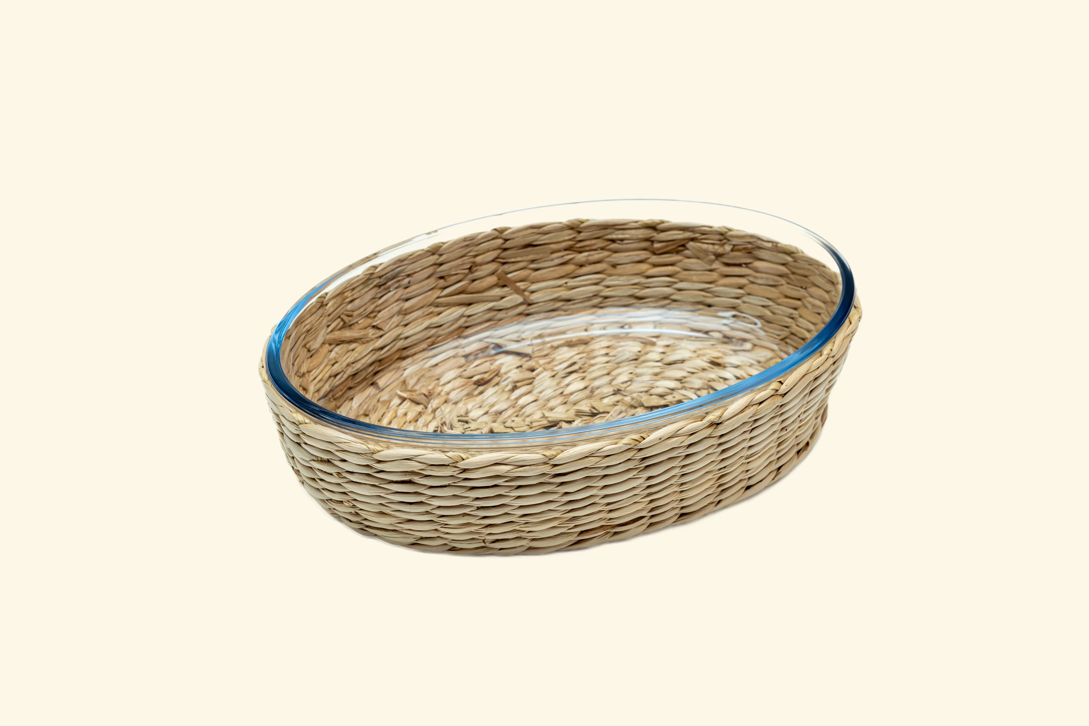 Glass Baking dish with cane cover