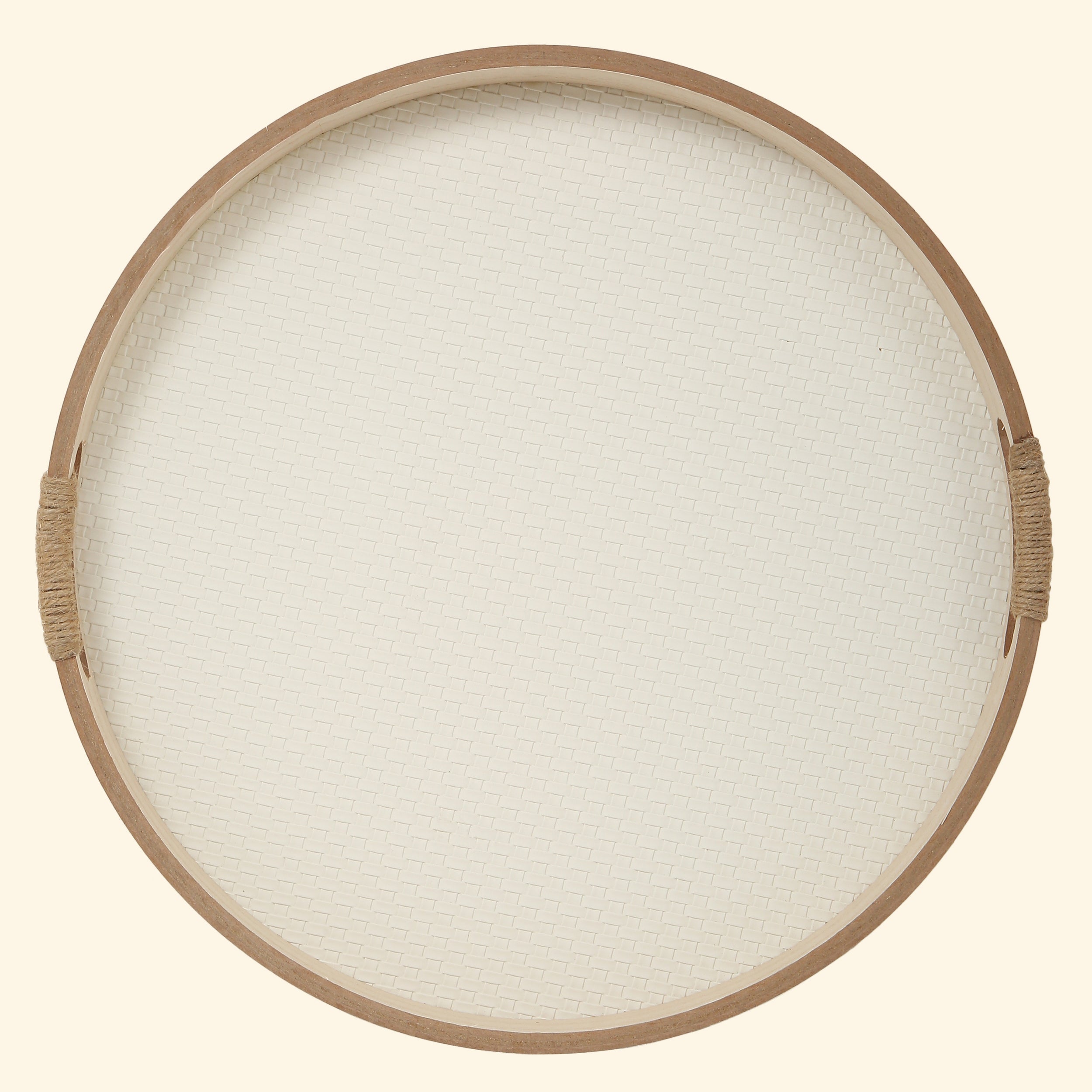 White Basic Round Tray (Set Of 2)