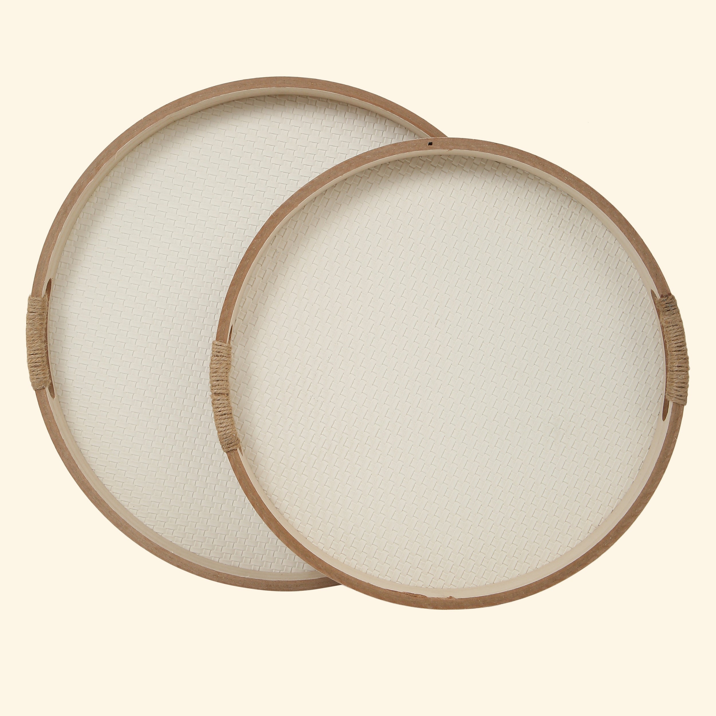 White Basic Round Tray (Set Of 2)