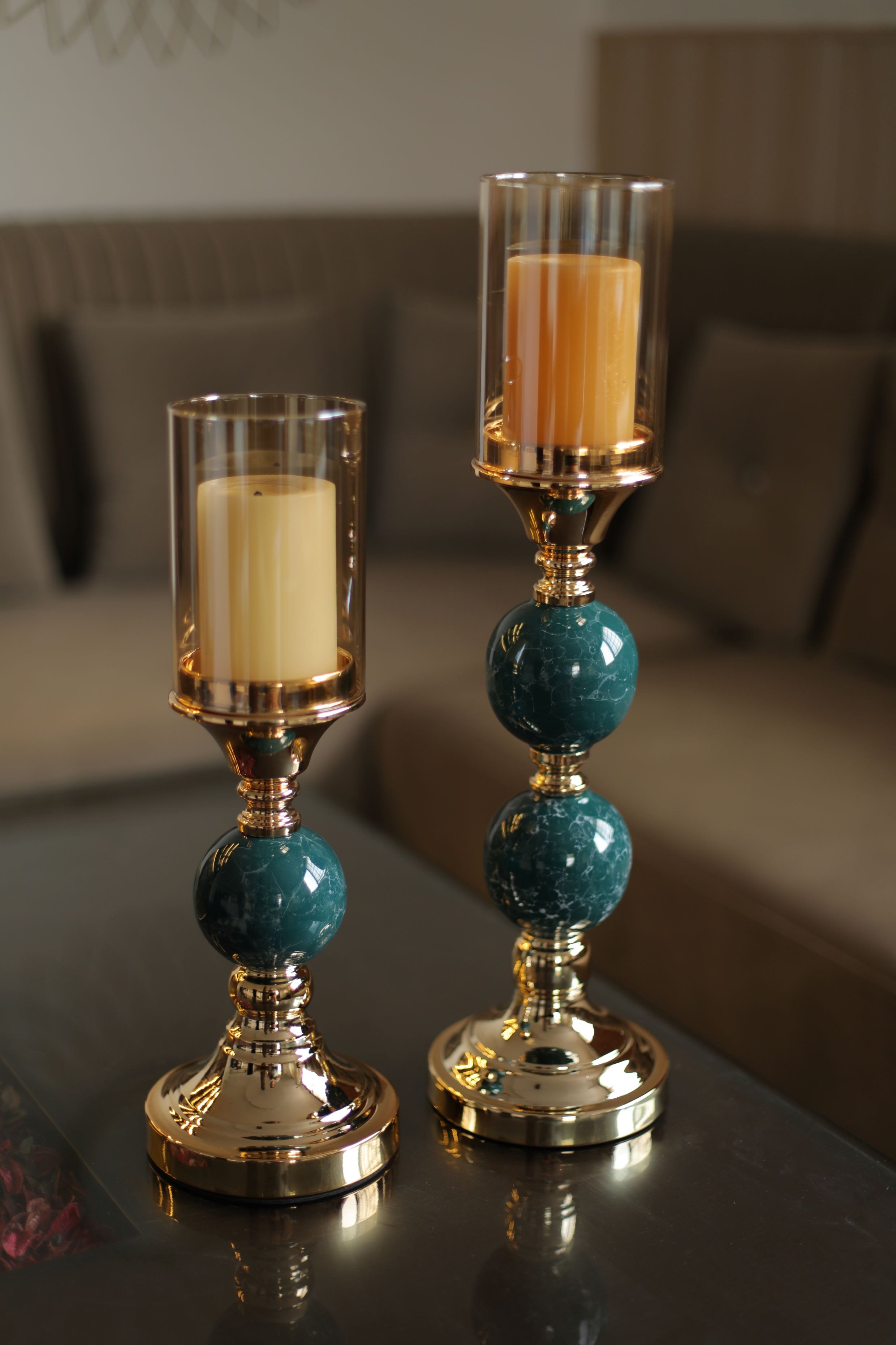 Green Marble Design Candle Stand