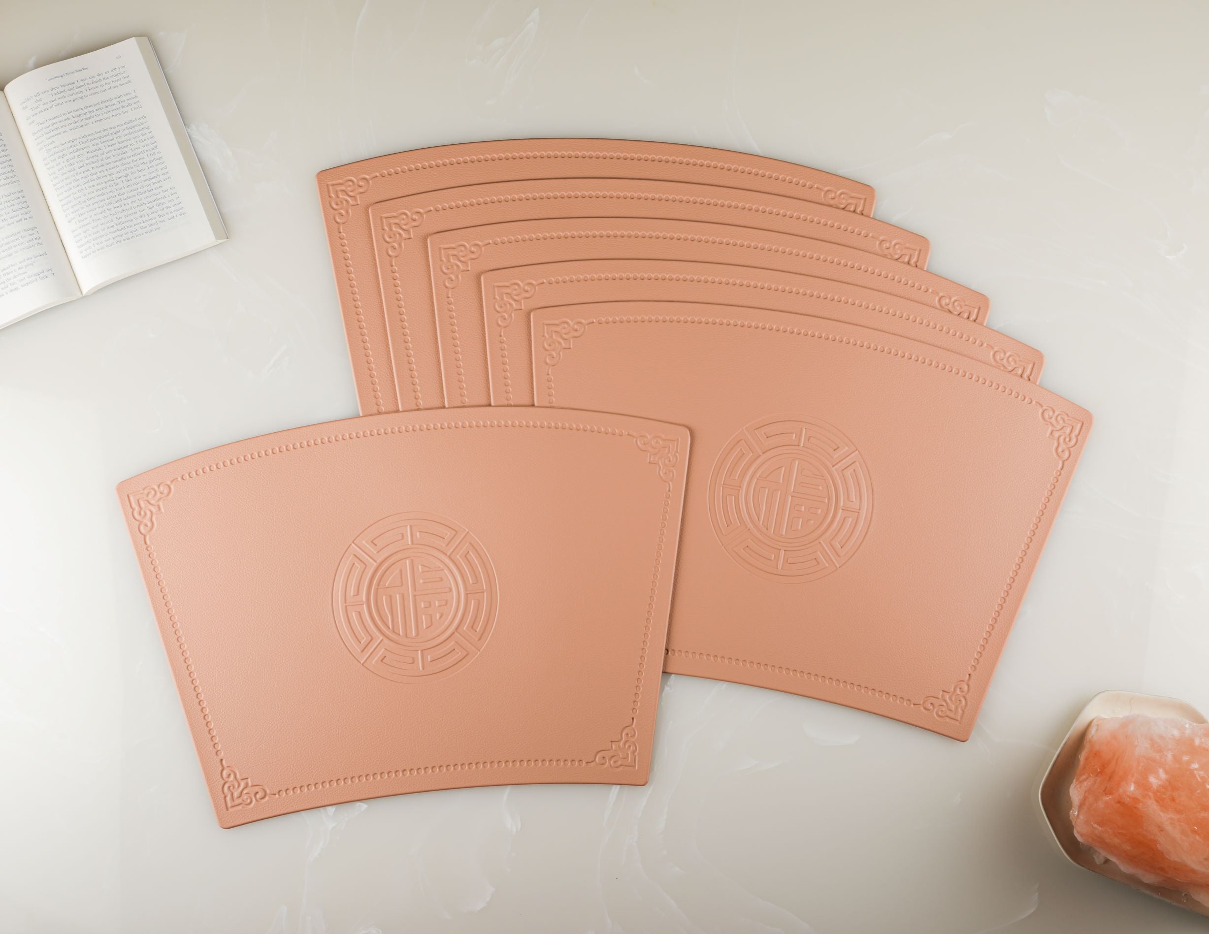 Rose Gold Leather Table Mats (Set Of 6)