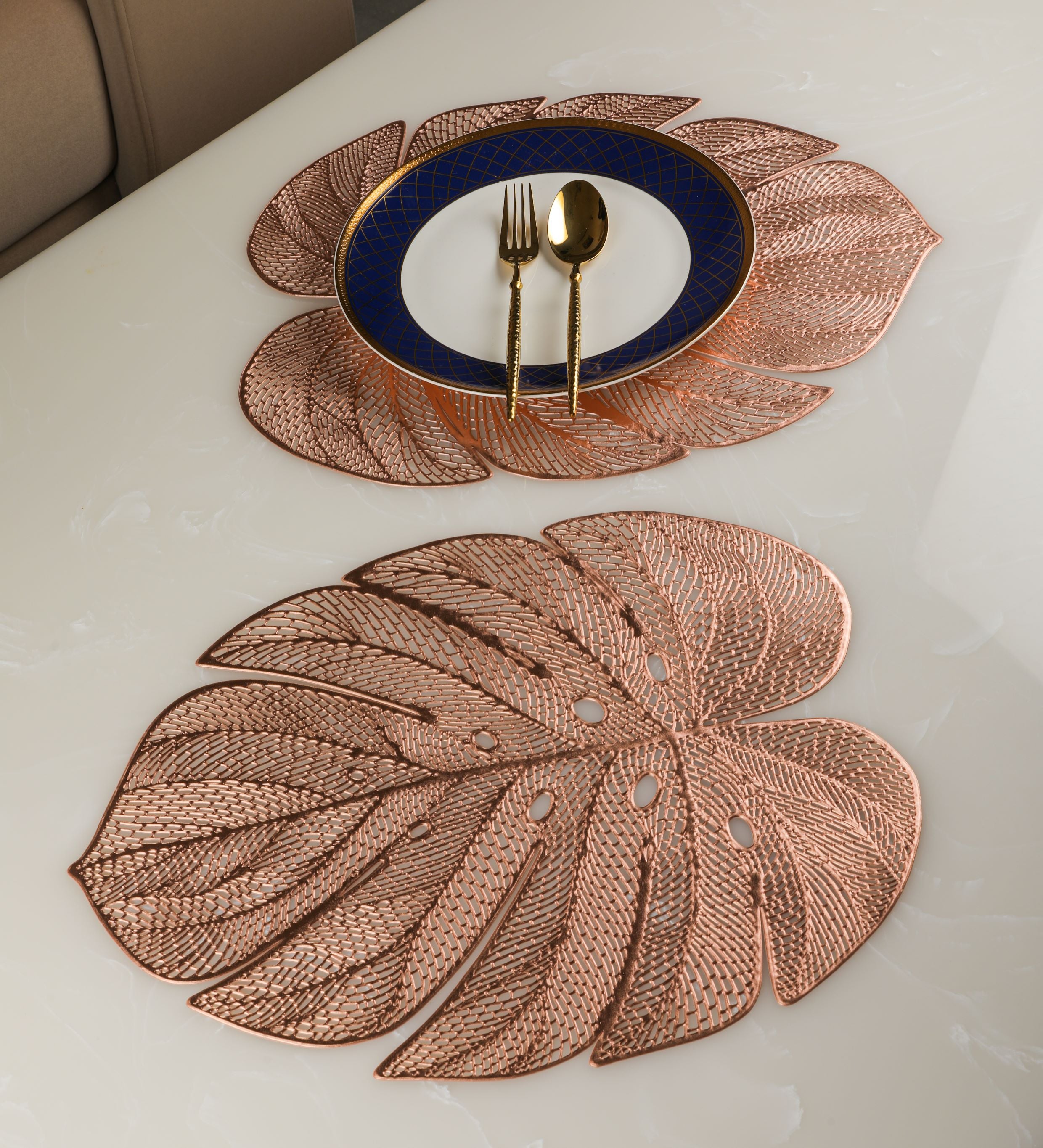 Rose Gold Leaf Table Mats (Set Of 6)