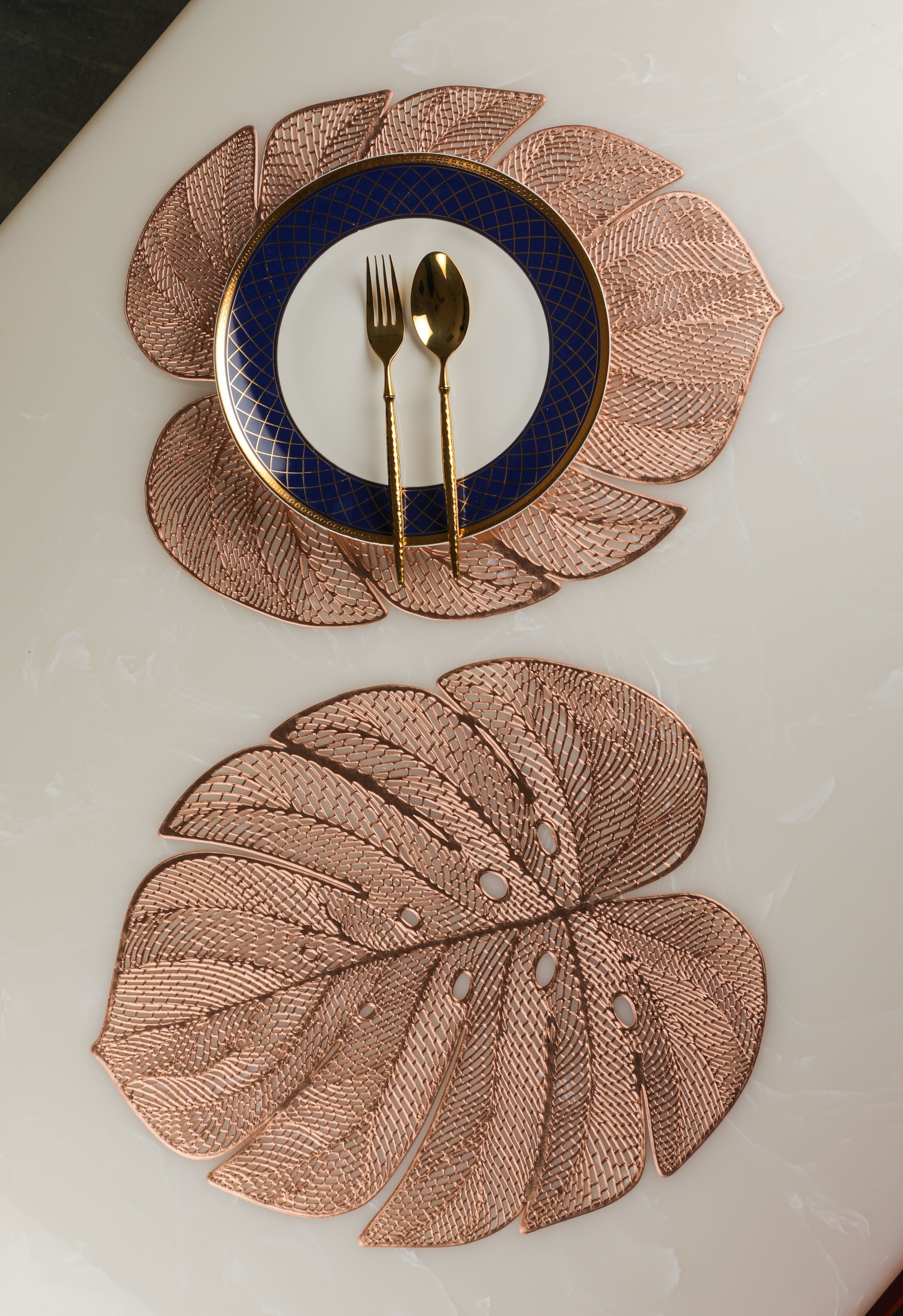 Rose Gold Leaf Table Mats (Set Of 6)