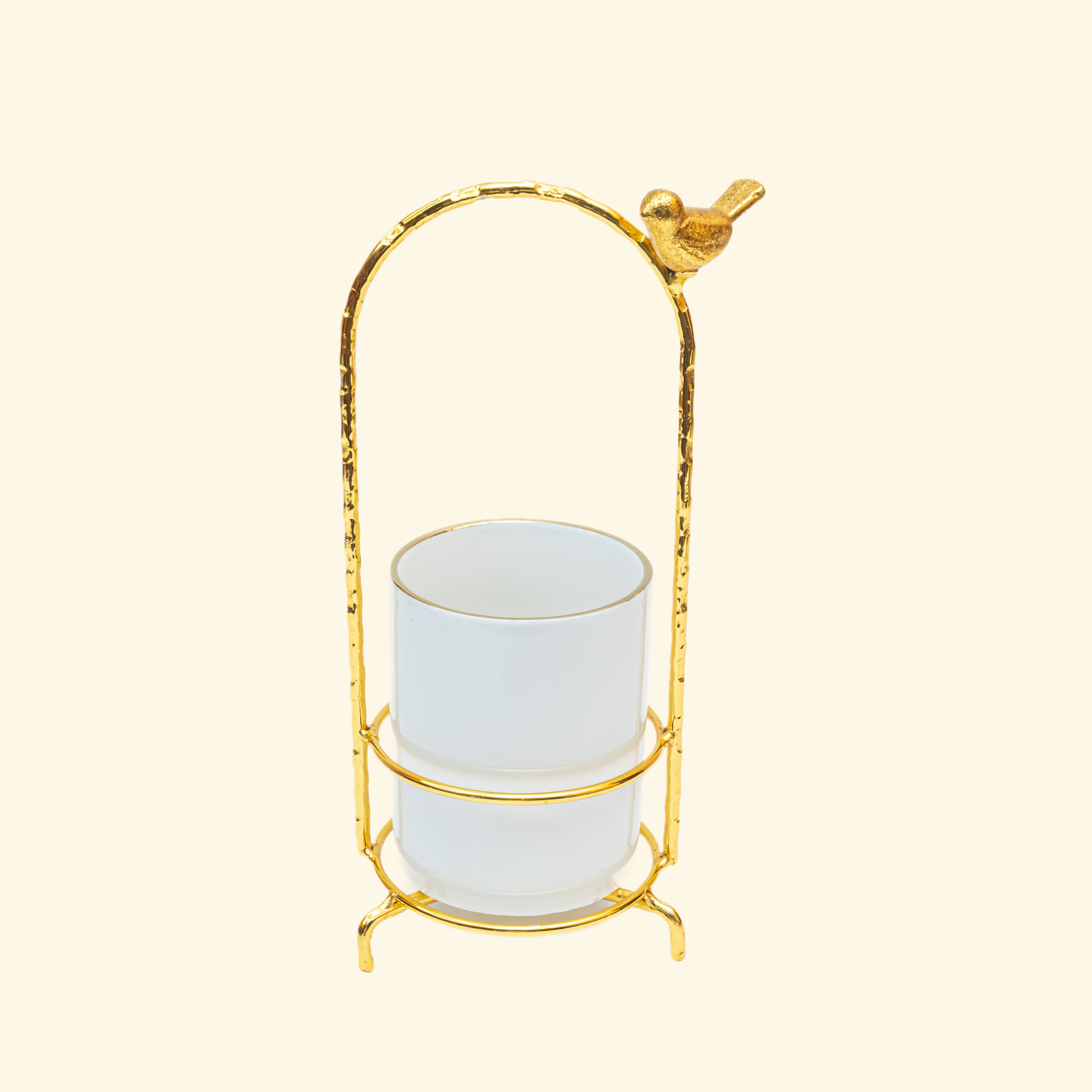Ceramic Cutlery with Metal Golden Stand