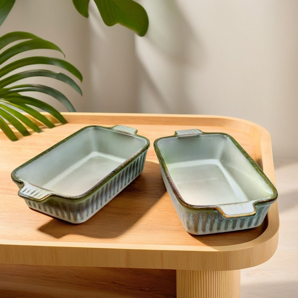 Set of 2 Rectangular ceramic Dish