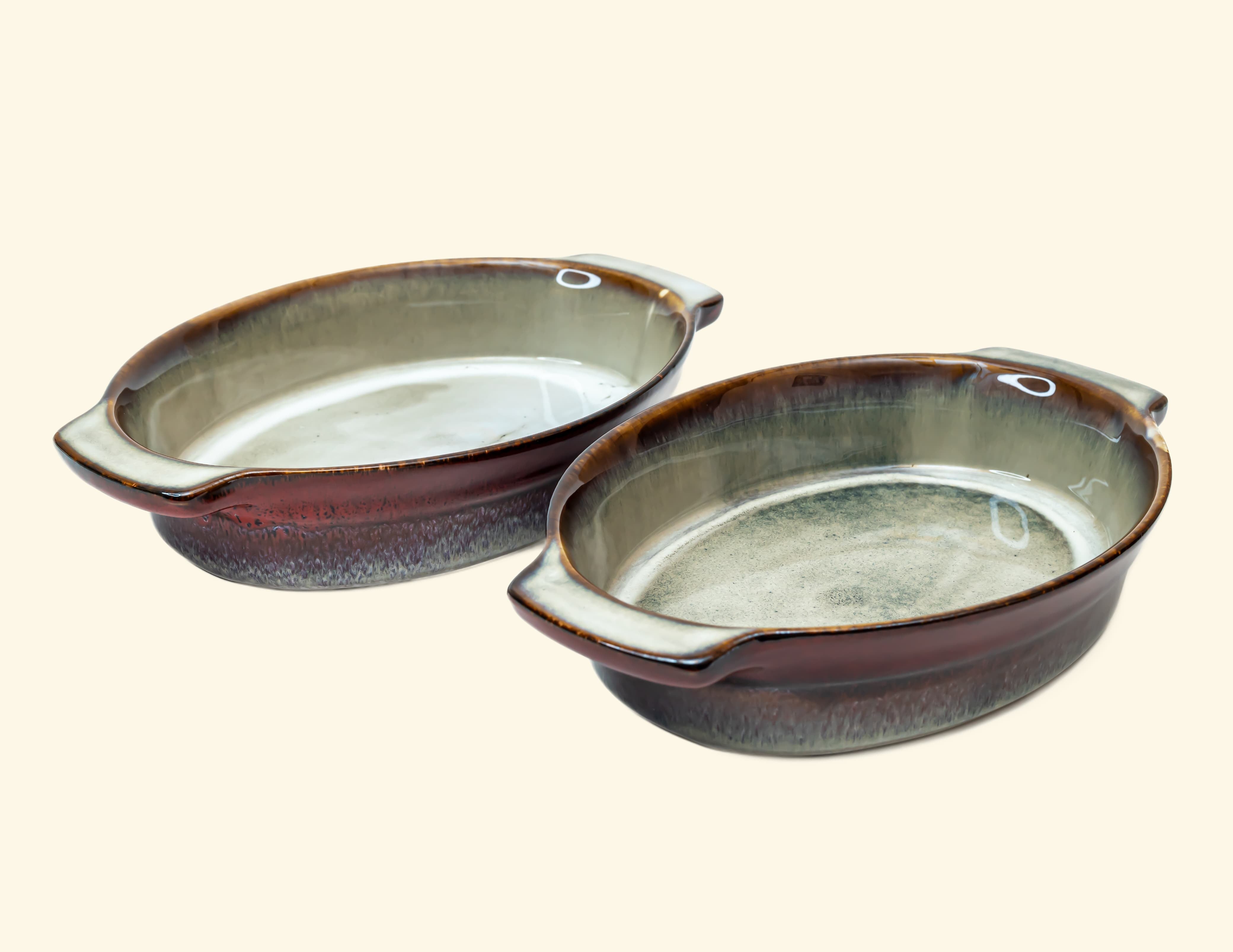 SET OF 2 CERAMIC OVAL  DISH