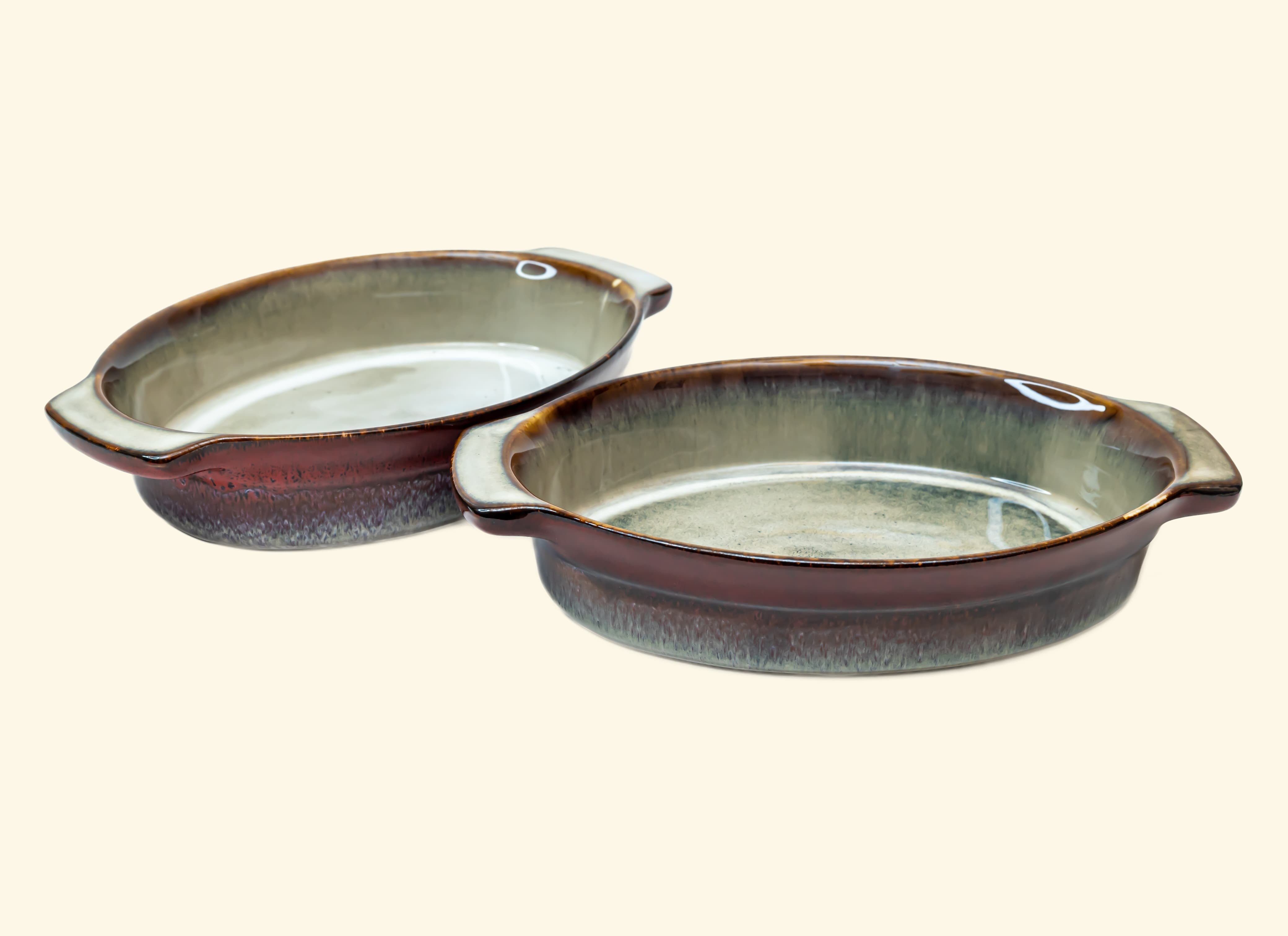 SET OF 2 CERAMIC OVAL  DISH