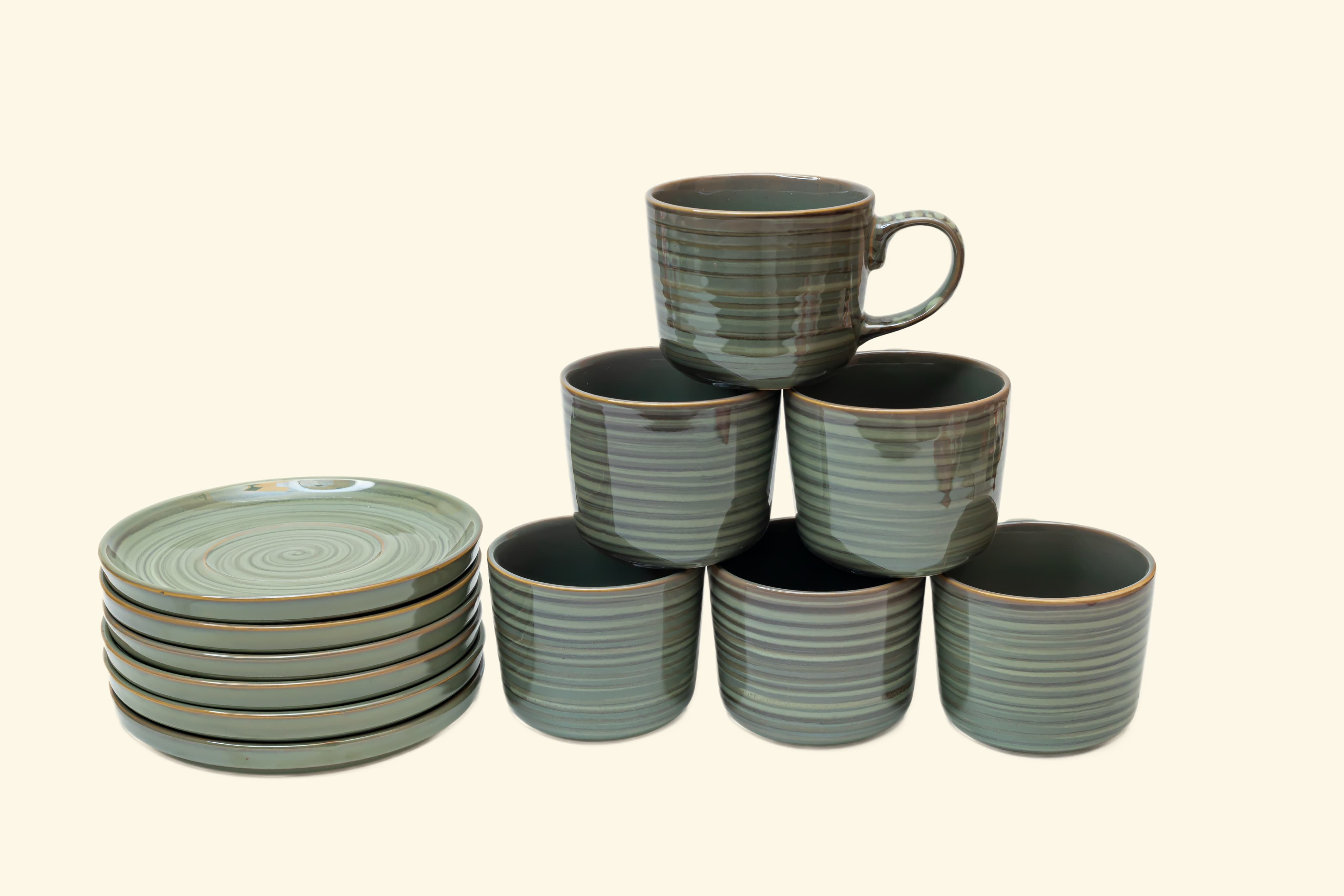 Ceramic Cup & Saucer (Set Of 6+6)