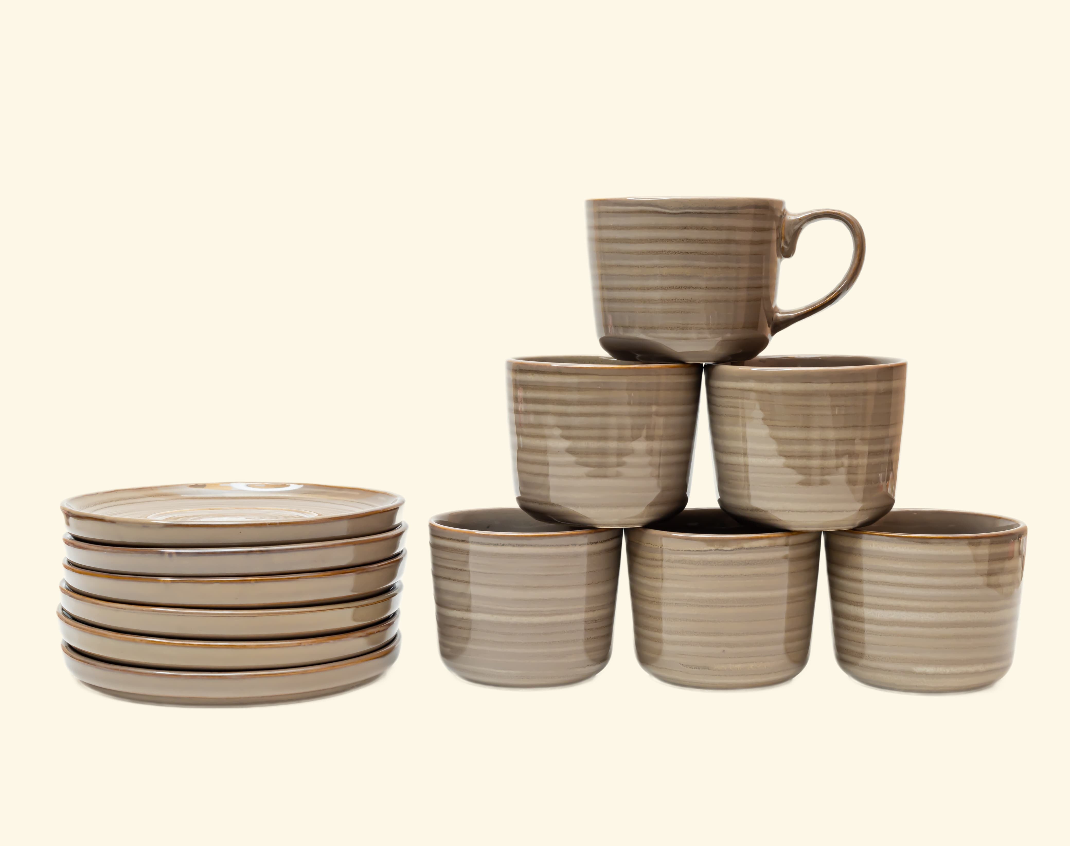 Ceramic Cup & Saucer (Set Of 6+6)